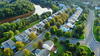 residential homes from above near a river